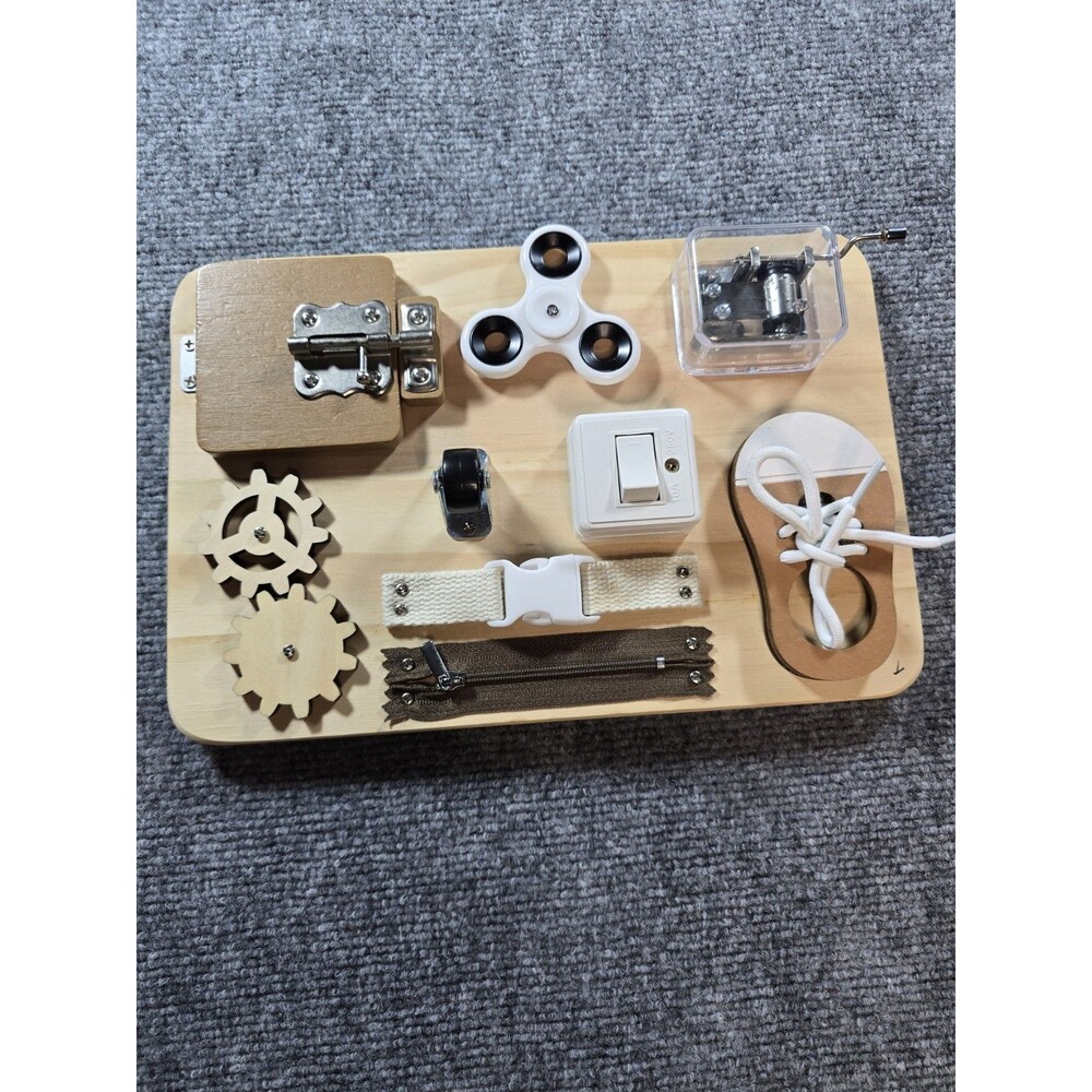 Wooden Montessori Busy Board Sensory Toy for Toddlers Autism ADHD Motor Skills